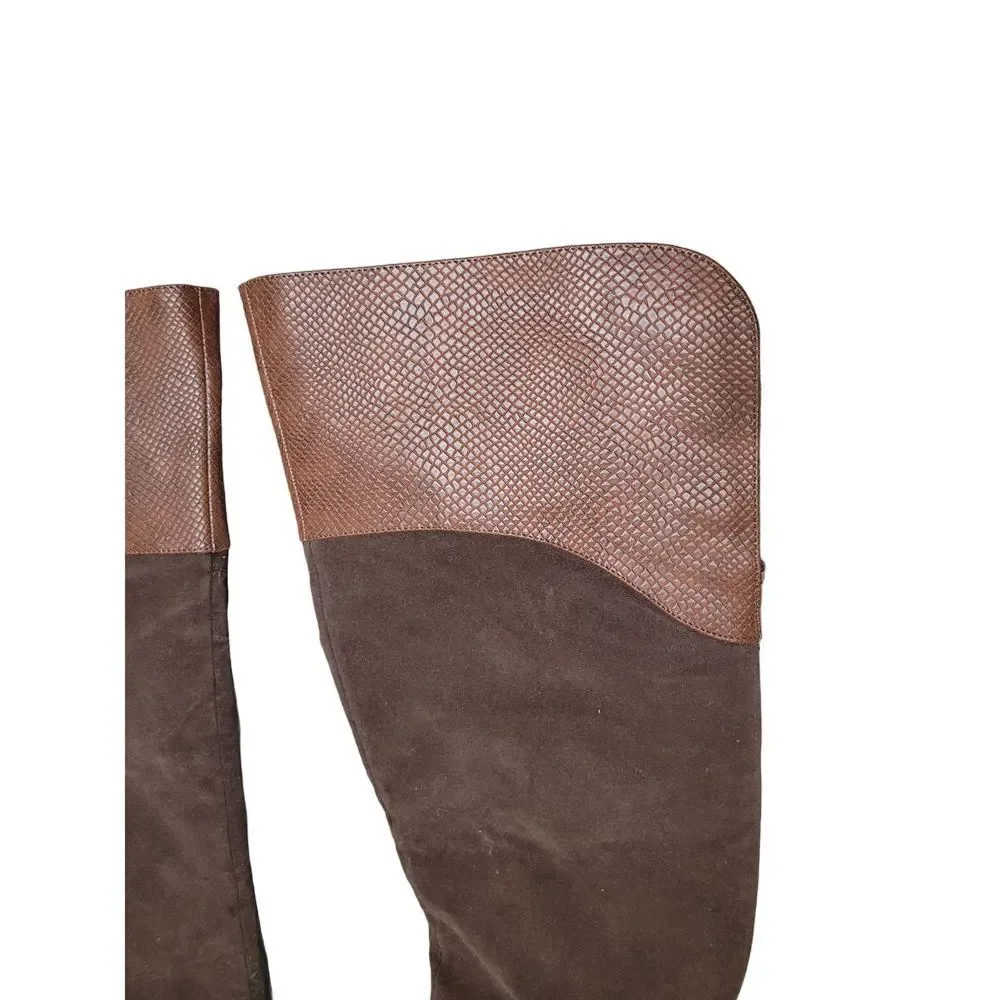 Brown Faux Suede Buckle Strap Over‎ the Knee Womens Back Zippered Boot Size 7